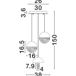 Lampadario Camera Da Letto-Selezionato da Mazzolaluce Lampadario 3 pendenti design marmo bianco e vetro per camera da letto stile contemporaneo