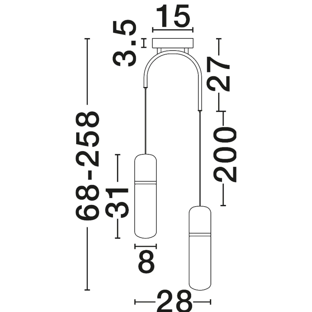 Lampadari Moderni-Selezionato da Mazzolaluce Lampadario 2 pendenti in vetro capsule ambra led 3000k per soggiorno moderno