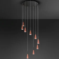 Lampadari Moderni-Perenz Illuminazione Lampadario 9 pendenti led 3000k oro rosa cone
