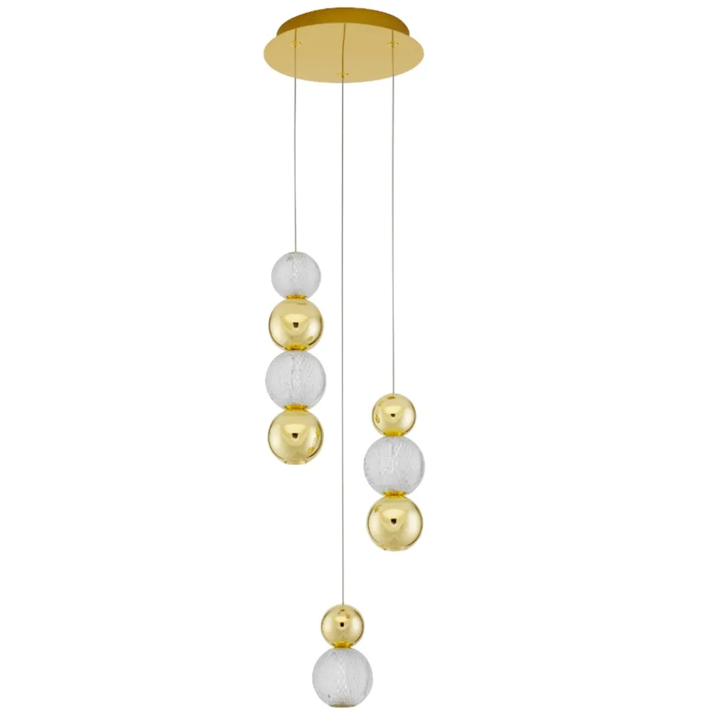 Lampadario Camera Da Letto-Selezionato da Mazzolaluce Lampadario per camera da letto classica 3 sfere pendenti oro