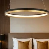 Lampadario Camera Da Letto-Selezionato da Mazzolaluce Lampadario per camera da letto cerchio nero oro 33w 3000k dimmerabile