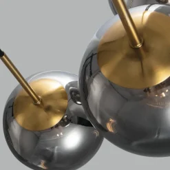 Lampadario Camera Da Letto-Selezionato da Mazzolaluce Lampadario per camera da letto oro sfere vetri fume