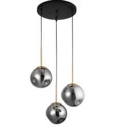 Lampadario Camera Da Letto-Selezionato da Mazzolaluce Lampadario per camera da letto oro sfere vetri fume