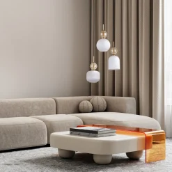 Lampadario Camera Da Letto-Selezionato da Mazzolaluce lampadario per camera da letto stile contemporaneo 3 vetri pendenti bianco ambra