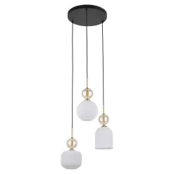 Lampadario Camera Da Letto-Selezionato da Mazzolaluce lampadario per camera da letto stile contemporaneo 3 vetri pendenti bianco ambra
