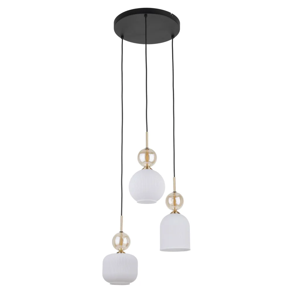 Lampadario Camera Da Letto-Selezionato da Mazzolaluce lampadario per camera da letto stile contemporaneo 3 vetri pendenti bianco ambra