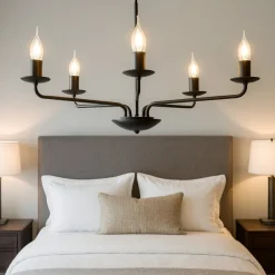 Lampadario Camera Da Letto-Selezionato da Mazzolaluce Lampadario per camera da letto contemporanea nero 5 bracci e14
