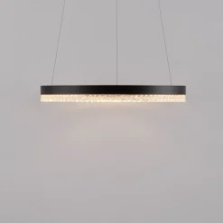 Lampadario Camera Da Letto-Selezionato da Mazzolaluce Lampadario per camera da letto anello nero cristalli led 3000k dimmerabile