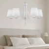 Lampadario Camera Da Letto-Selezionato da Mazzolaluce Lampadario per camera da letto 5 paralumi in tessuto bianco
