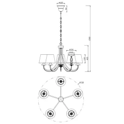 Lampadario Camera Da Letto-Selezionato da Mazzolaluce Lampadario per camera da letto 5 paralumi in tessuto bianco