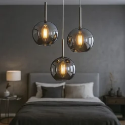 Lampadario Camera Da Letto-Top Light Lampadario per camera da letto tre luci pendenti vetri cromo