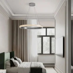 Lampadario Camera Da Letto-Selezionato da Mazzolaluce Lampadario per camera da letto 80cm argento con cristalli led 3000k