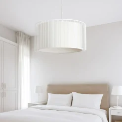 Lampadario Camera Da Letto-Selezionato da Mazzolaluce Lampadario per camera da letto griglia di metallo paralume bianco