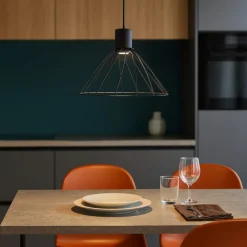 Lampadari Cucina-Selezionato da Mazzolaluce Lampadario per cucina a cono nero 29 cm diffusore a gabbia