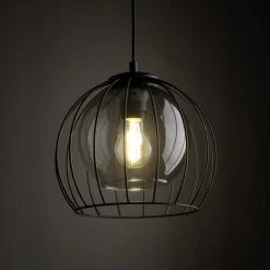 Lampadari Cucina-Selezionato da Mazzolaluce Lampadario per cucina a sfera nero 26 cm diffusore a gabbia