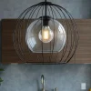 Lampadari Cucina-Selezionato da Mazzolaluce Lampadario per cucina a sfera nero 50 cm diffusore a gabbia