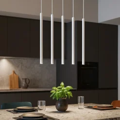 Lampadari Cucina-Selezionato da Mazzolaluce Lampadario per cucina cilindri pendenti bianco
