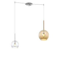 Lampadari Cucina-Top Light Lampadario per cucina con decentramento vetri trasparente ambra