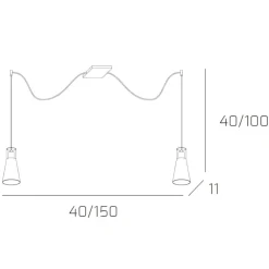 Lampadari Cucina-Top Light Lampadario per cucina con decentramento toplight cone 2 luci in vetro