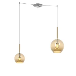 Lampadari Cucina-Top Light Lampadario per cucina con decentramento 2 luci sfere vetro ambra