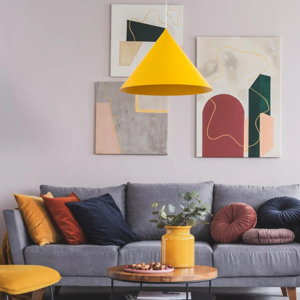 Lampadari Cucina-Selezionato da Mazzolaluce Lampadario per cucina cono giallo 50cm