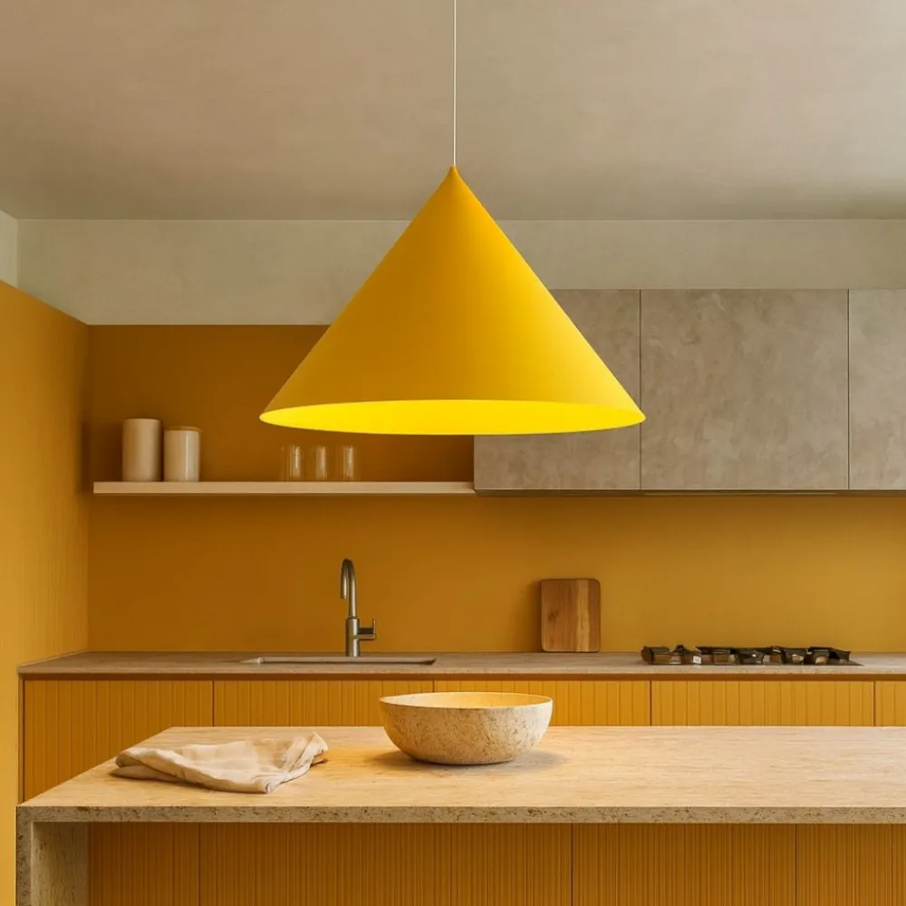 Lampadari Cucina-Selezionato da Mazzolaluce Lampadario per cucina cono giallo 50cm