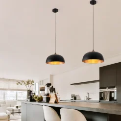 Lampadari Cucina-Selezionato da Mazzolaluce Lampadario per cucina cupola nero oro