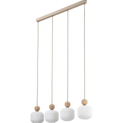 Lampadari Cucina-Selezionato da Mazzolaluce Lampadario per cucina inserti in legno 4 pendenti in vetro