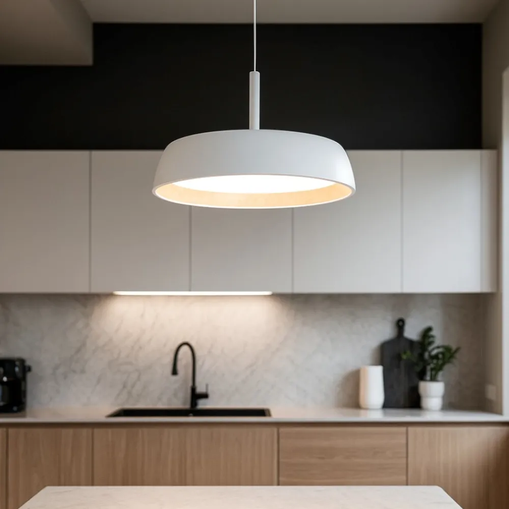 Lampadari Cucina-Selezionato da Mazzolaluce Lampadario per cucina led 40w 3000k bianco effetto legno