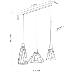 Lampadari Cucina-Selezionato da Mazzolaluce Lampadario per cucina lineare nero tre elementi diffusori a gabbia