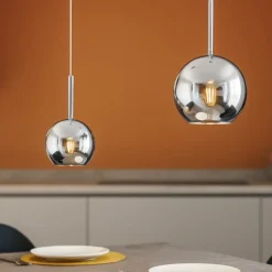 Lampadari Cucina-Top Light Lampadario per cucina 2 luci con decentramento vetri cromo