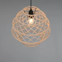 Lampadari Cucina-Selezionato da Mazzolaluce Lampadario per cucina marrone paralume in maglia di canapa
