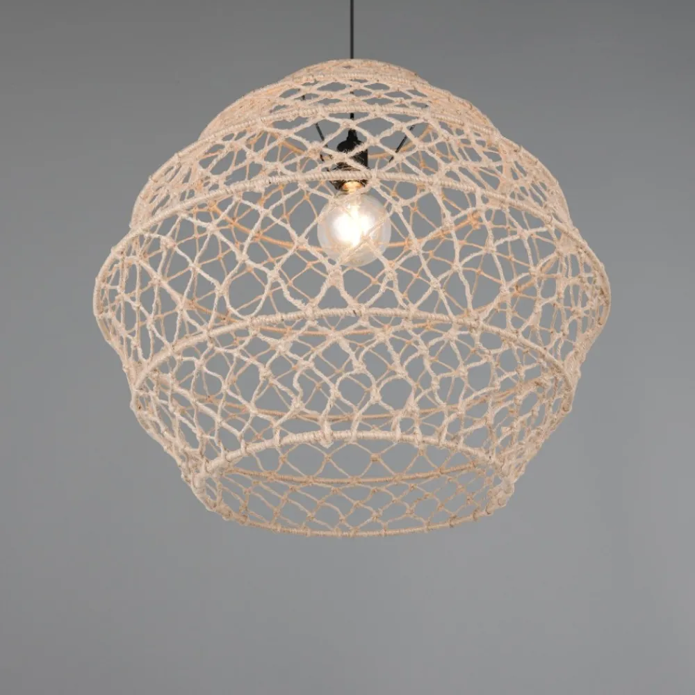 Lampadari Cucina-Selezionato da Mazzolaluce Lampadario per cucina marrone 60 cm paralume in maglia di canapa