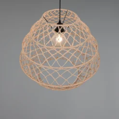 Lampadari Cucina-Selezionato da Mazzolaluce Lampadario per cucina marrone 60 cm paralume in maglia di canapa