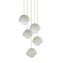 Lampadari Cucina-Selezionato da Mazzolaluce Lampadario per cucina moderna 5 luci pendenti a cupola beige