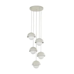 Lampadari Cucina-Selezionato da Mazzolaluce Lampadario per cucina moderna 5 luci pendenti a cupola beige