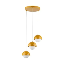 Lampadari Cucina-Selezionato da Mazzolaluce Lampadario per cucina moderna 3 luci pendenti a cupola ocra