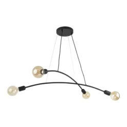 Lampadari Cucina-Selezionato da Mazzolaluce Lampadario per cucina moderna nero 4 luci tubi ad arco