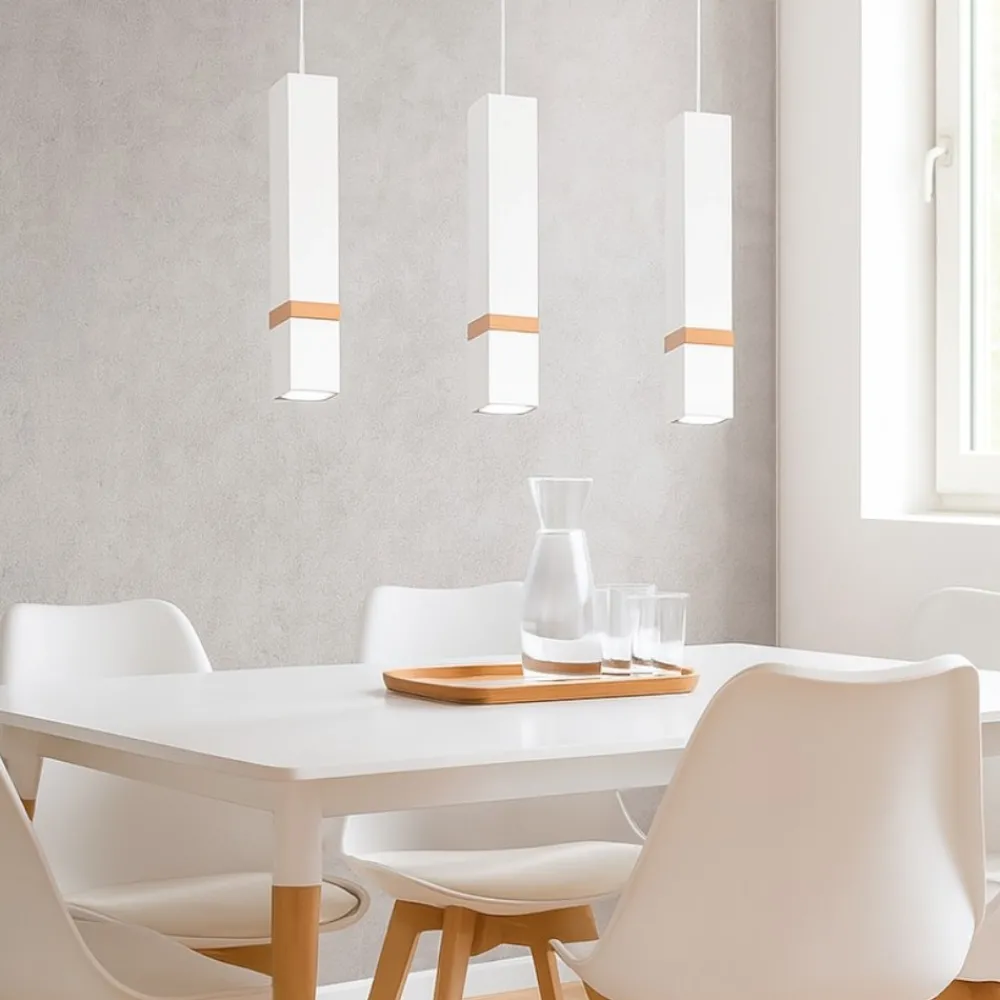 Lampadari Cucina-Selezionato da Mazzolaluce Lampadario per cucina moderna bianco legno fp