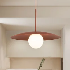 Lampadari Cucina-Selezionato da Mazzolaluce Lampadario per cucina moderna disco mattone sfera bianca 65 cm