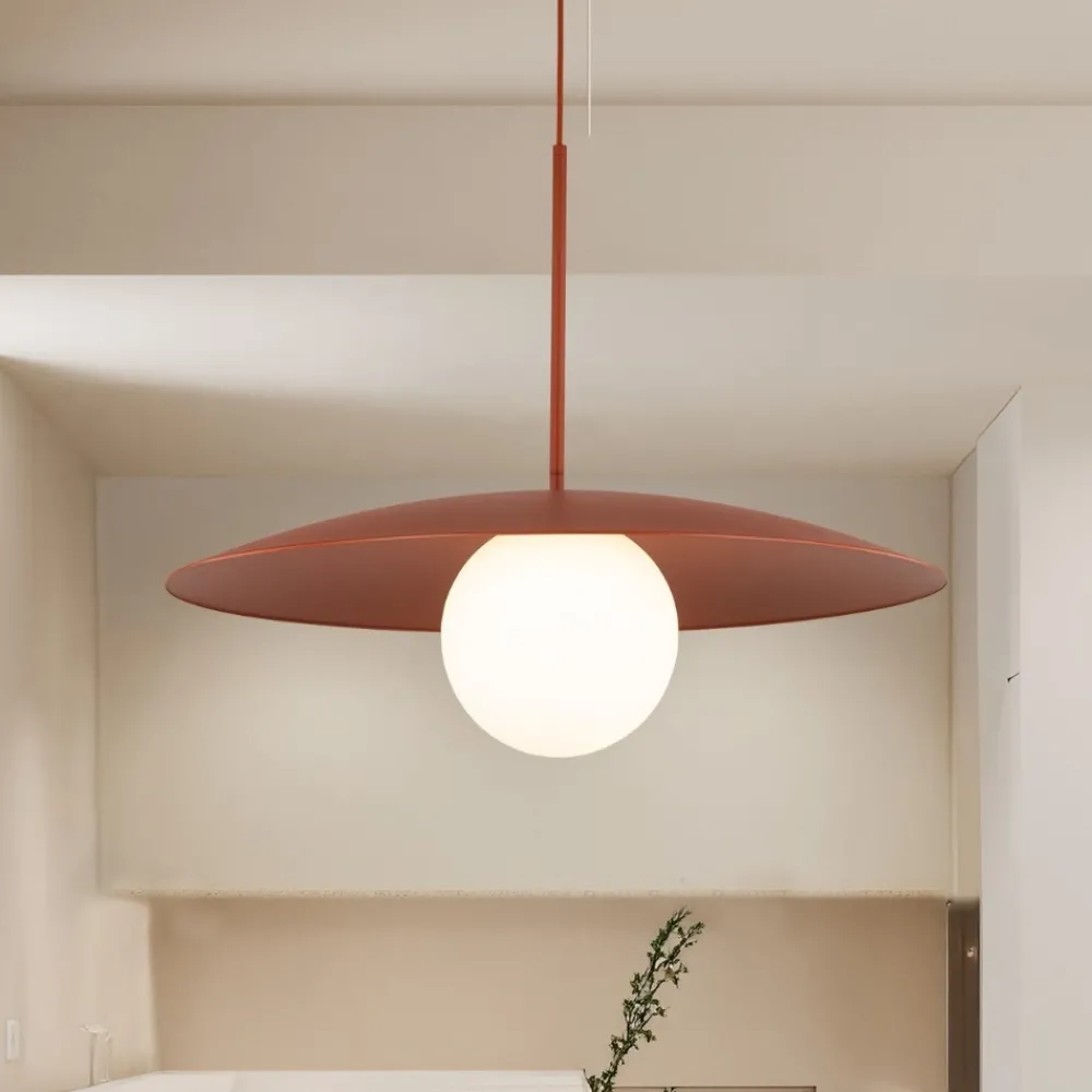Lampadari Cucina-Selezionato da Mazzolaluce Lampadario per cucina moderna disco mattone sfera bianca 65 cm