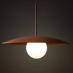Lampadari Cucina-Selezionato da Mazzolaluce Lampadario per cucina moderna disco mattone sfera bianca 65 cm