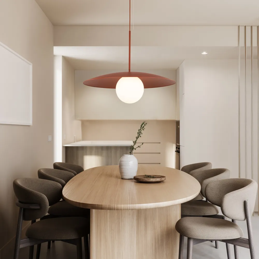 Lampadari Cucina-Selezionato da Mazzolaluce Lampadario per cucina moderna disco mattone sfera bianca 65 cm