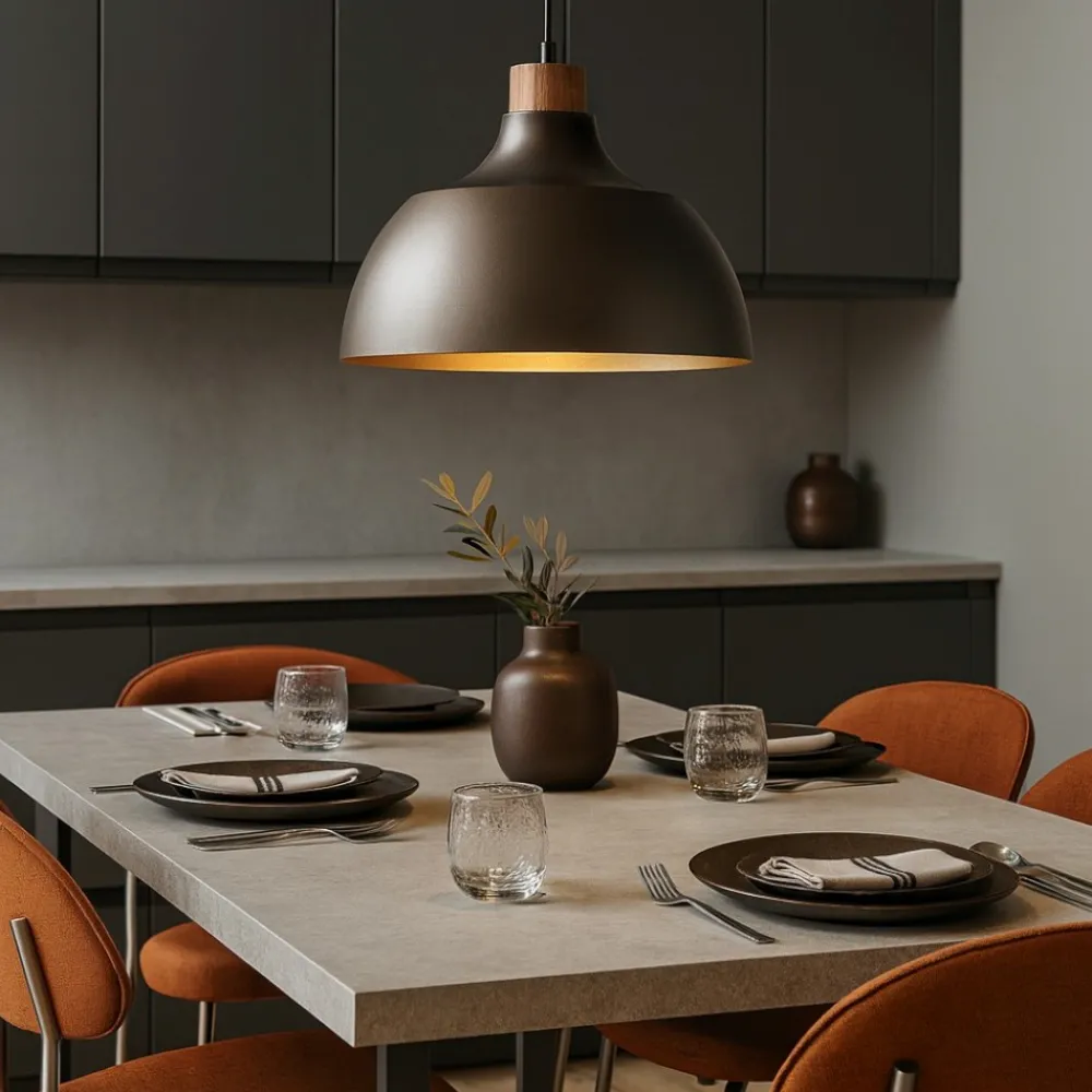 Lampadari Cucina-Selezionato da Mazzolaluce Lampadario per cucina moderna marrone a cupola 34 cm