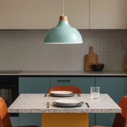 Lampadari Cucina-Selezionato da Mazzolaluce Lampadario per cucina moderna menta a campana 34 cm