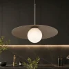 Lampadari Cucina-Selezionato da Mazzolaluce Lampadario per cucina moderna marrone 65 cm piatto di metallo sfera in vetro