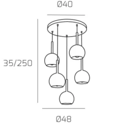 Lampadari Cucina-Top Light Lampadario per cucina moderna vetri sfere rame