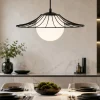 Lampadari Cucina-Selezionato da Mazzolaluce Lampadario per cucina moderna nero sfera bianca 36 cm