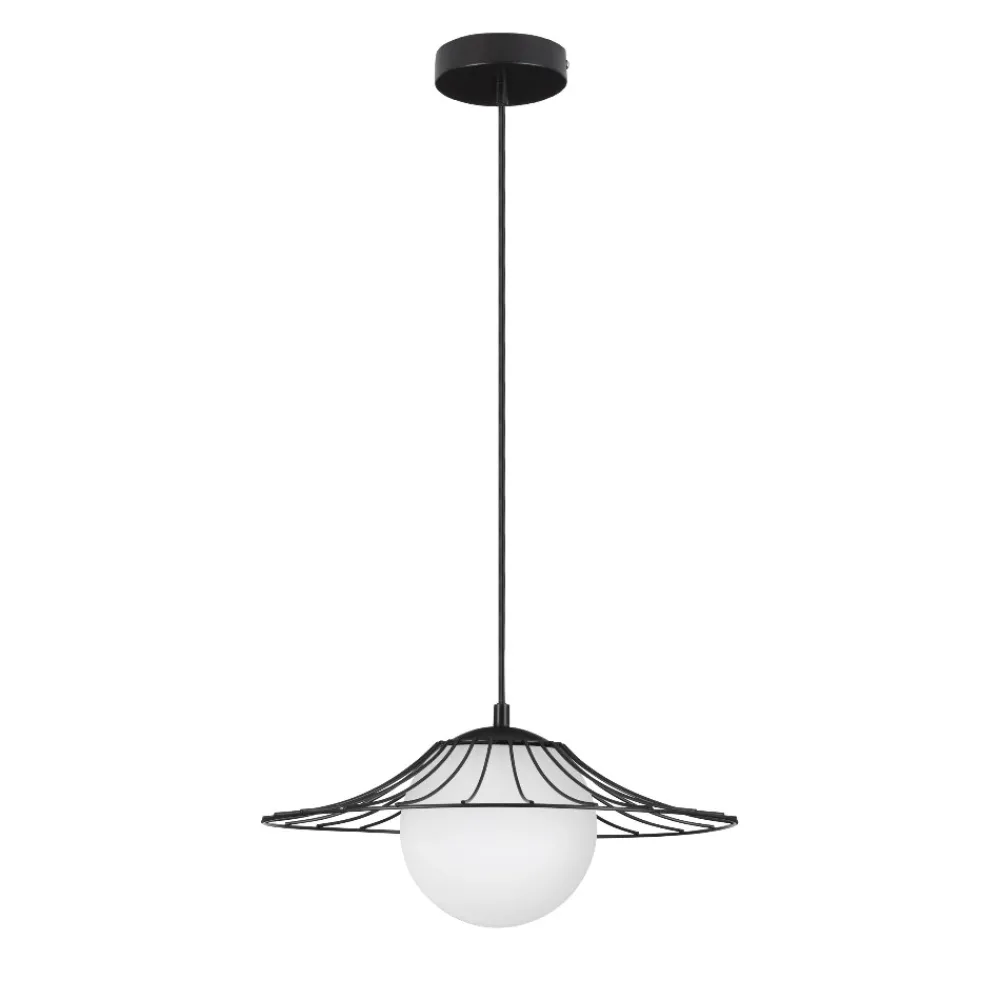 Lampadari Cucina-Selezionato da Mazzolaluce Lampadario per cucina moderna nero sfera bianca 36 cm