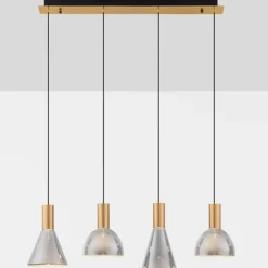 Lampadari Cucina-Selezionato da Mazzolaluce Lampadario per cucina moderna vetri fume struttura oro